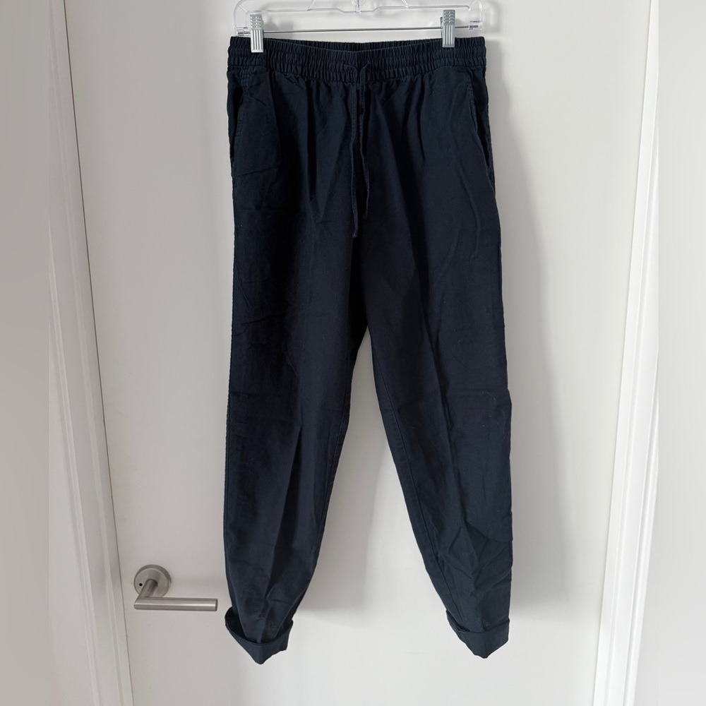 H&M Navy Linen Ankle Pants